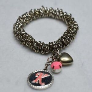 Justice Neon Pink Intial K Stainless Steel Stretch Bracelet